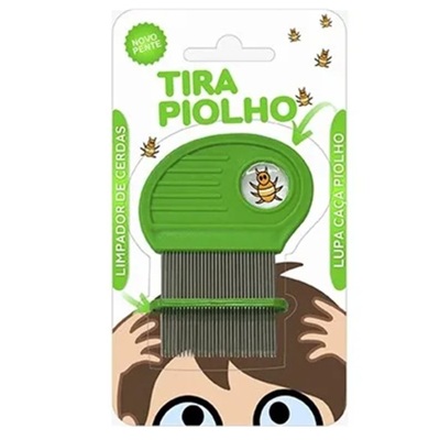 produto: PENTE PIOLHO DE ACO C/ LUPA  LIMPA CERDAS VERDE 